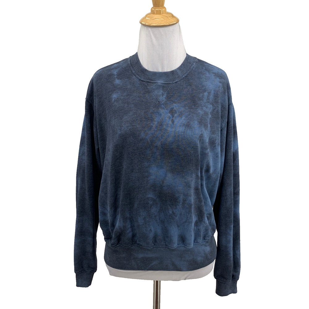 Anthropologie Sweatshirt Womens S Small Dark Blue Marble Pullover Long Sleeve